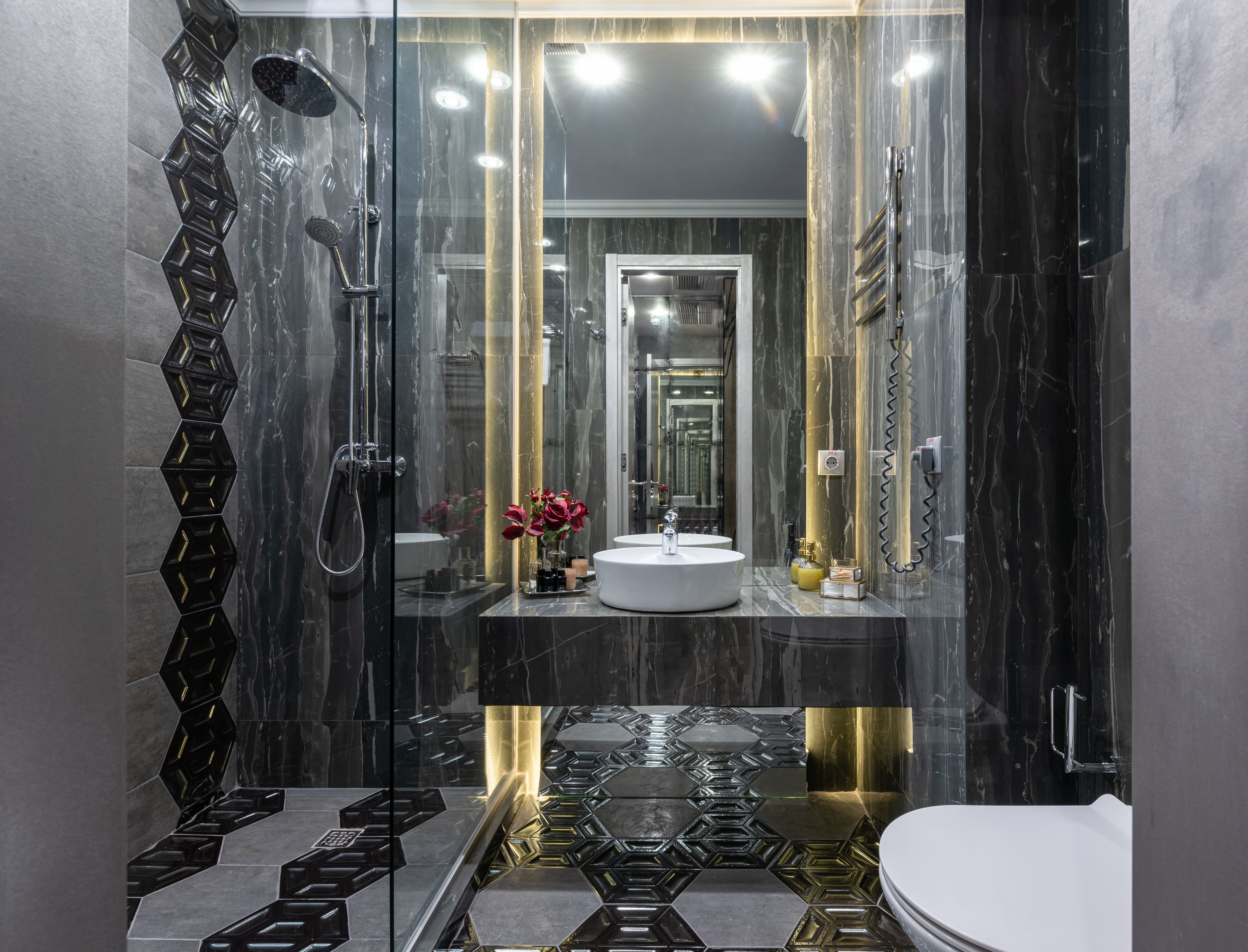 Dark luxury bathroom renovation